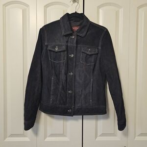 Eddie Bauer Suede Jacket Coat  Womens Washable Light black  sz L